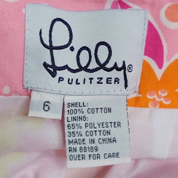 Lilly Pulitzer White Label Y2K Pink Floral Summer Skirt with Scalloped Hem, sz 6 - Picture 4 of 4